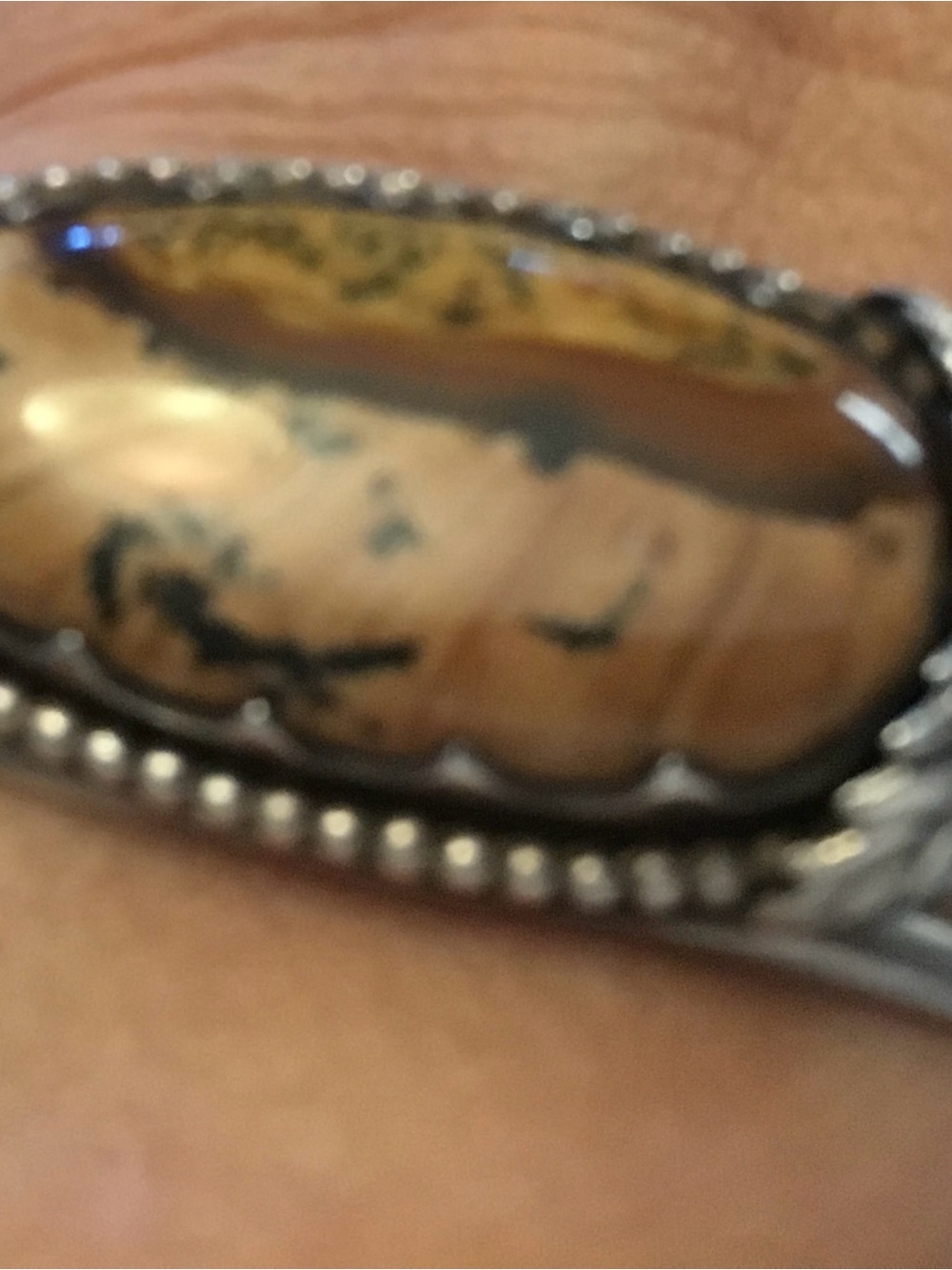 Brown Jasper Oval Bracelet with Silver-Tone Setting - Unbranded